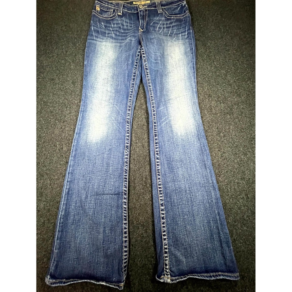 Big Star Maddie Bootcut Jeans Womens 31XL Blue Denim Mid Rise Stretch Distressed